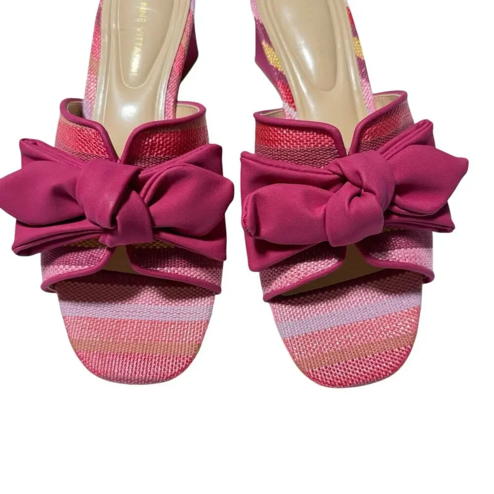 Adrienne Vittadini Women's Arnoldo Pink mid block heel Sandals SZ/ 7.5 M